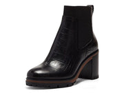 Vince Camuto Denniel Black Pull On Rounded Close Toe Block Heeled Ankle Boots