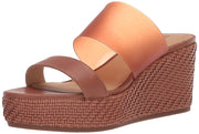 Lucky Brand Brindia Latte Sumac Strappy Slip On Platform Wedge Fashion Sandals