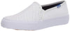 Keds Double Decker White Perforated Leather Low Top Rounded Toe Slip On Sneakers
