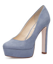 Jessica Simpson Nellah Ash Blue HIgh Heel Platform Pump Thick Heel Rounded Toe