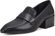 Vince Camuto Adealia Block Heel Snip Toe Loafers Black Leather Pointed Pumps