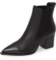 Lust For Life Tenesse Black Leather Pointed Toe Chelsea Stacked Heel Ankle Boots