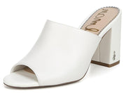 Sam Edelman Orlie Block Heeled Slip On Dress Mule Sandals Bright White Leather