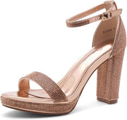 Shoe Land Enlove Rose Gold Fashion Platform Open Toe Ankle Strap Heeled Sandals