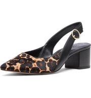 SOLE SOCIETY Kyndee Natural Black Multi Genuine Calf Hair Slingback Pump