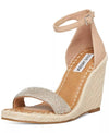 Steve Madden Submit Nude Rhinestone Fashion Open Toe Espadrille Wedge Sandals