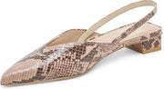 Dolce Vita Byanca San Snake Low Block Heel Leather Slingback Pointed Toe Pumps