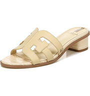 Sam Edelman Illie Eggshell Leather Slip On Open Rounded Toe Heeled Slide Sandals