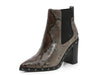 Charles David Duke Dark Taupe Snake Block Heel Embellished Chelsea Ankle Booties