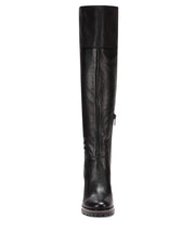 Vince Camuto Dasemma Black Leather Over The Knee Chunky Heel Leather Boots