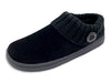 Clarks Suede Leather Knitted Collar Clog Plush Faux Fur Lining Slippers Black/Black Knit