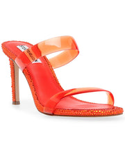 Steve Madden Just Round-toe Double Translucent Bands Detail Heeled Slides Sandals Orange