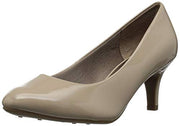 LifeStride Women's Parigi Tender Taupe Patent Slip On Dress Pumps Kitten Heeled