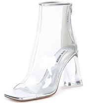 Steve Madden Tyro Clear Transparent Squared Open Toe Block Heeled Ankle Boots