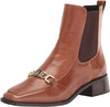 Sam Edelman Torance Rich Saddle Square Toe Chelsea Block Heel Pull On Ankle Boot