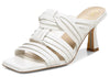 Sam Edelman Karsten White Leather Squared Toe Kitten Heel Strappy Fashion Mules