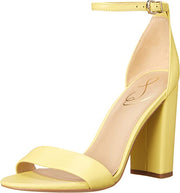 Sam Edelman Yaro Butter Yellow Block Heel Ankle Strap Open Toe Heeled Sandals