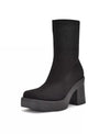 Nine West Gerri2 Black1 Suede Chunky Block Heel Squared Toe Ankle Platform Boots