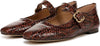 Sam Edelman Michaela Stable Brown Mary Jane Ankle Strap Square Toe Dress Flats