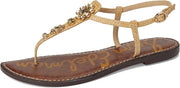 Sam Edelman Gigi Bleached Beechwood Embossed Open Toe Ankle Strap Flats Sandals