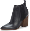 Vince Camuto Gabeena Black Leather Block Heel Pointed Chelsea Ankle Booties