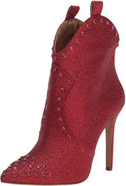 Jessica Simpson Pixillez 3 Embellished Western Boots High Heel Red Ankle Bootie