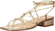 Sam Edelman Daffy Gold Leaf/Soft Silver Tie Up Squared Open Toe Heeled Sandals