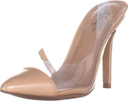 Charles David Madalyn Clear Nude Patent Slip On Pointed Toe Slingback Pumps