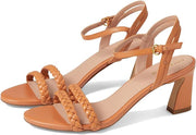 Cole Haan Alyse Braided Natural Tan Leather Ankle Strap Block Heeled Sandals