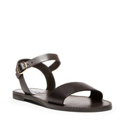 Steve Madden Donddi Open Toe Ankle Strap Banded Flat Sandals Black Leather