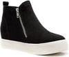SODA Taylor Black Hidden Fashion Wedge Sneaker Shoes Side Zipper