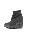 Cecelia New York Megan Grey Suede Wedge Platform Braided Jute Elastic Hold Boots