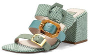 Louise Et Cie JERILYN SLIDE Detailed Slip-On Buckle SANDALS MENTHE/PRL AQU/GRN T