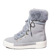 Cecelia New York Seymore Mid Blue Grey Weather Sneaker Fur Lace Up Fashion Boots