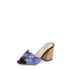 Shellys London Dannell Blue Satin knot glittering block heel Slide Mule Sandals