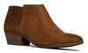 Soda Mug Cognac Vegan Suede Western Inside Zipper Stacked Heel Ankle Booties