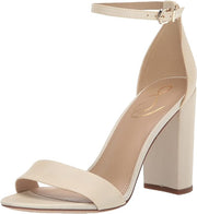 Sam Edelman Yaro Pearl Ivory Ankle Strap Open Round Toe Block High Heel Sandals