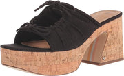 Sam Edelman Dova Black Slip On Squared Open Toe Block Heeled Cork Sandals