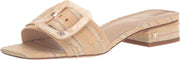 Sam Edelman Deacon Natural Multi Squared Open Toe Buckle Detailed Heeled Sandals