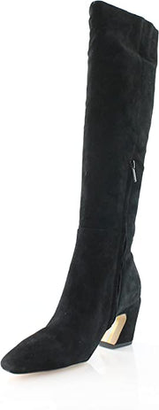 Sam Edelman Sulema Black Block Heel Pointed Toe Fashion Leather Knee High Boots