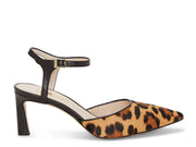 Louise et Cie KAIYLA Pointed Toe Pump Retro Heel Leopard Dress Ankle Strap Pumps