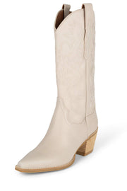 Jeffrey Campbell DAGGET Ice Natural Mid-Calf Pointed Toe Western Heeled Boots