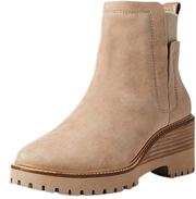 Vince Camuto Dendra Truffle Taupe Suede Wedge Gore Bootie Ankle Heeled Boot