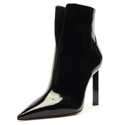 Schutz Viha Black Split Front Pointed Toe Back Zipper High Heel Chic Ankle Boots