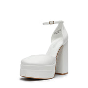 Dream Pairs High Chunky White Fashion Square Toe Ankle Strap Platform Pumps