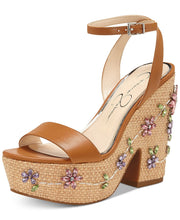 Jessica Simpson Cressia Heeled Sandal Sun Tan Ankle Strap Open Toe Pump Heel