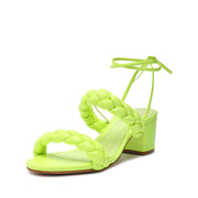 Schutz Zarda Green Fresh Braided Straps Ankle Straps Open Toe Block Heel Sandals