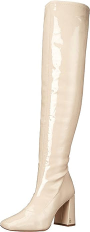 Sam Edelman Cosette Chai Latte Squared Toe Block Heel Over Knee Fashion Boots