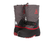 Kamik Kids' Waterbug5 Charcoal Red Rounded Toe Waterproof Pull On Snow Boots