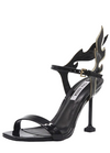 Cape Robbin Inferno Black Flame Accent Stiletto Heels Open Toe Sandals Pumps